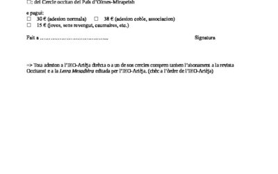 Bulletin d&rsquo;adesion 2022